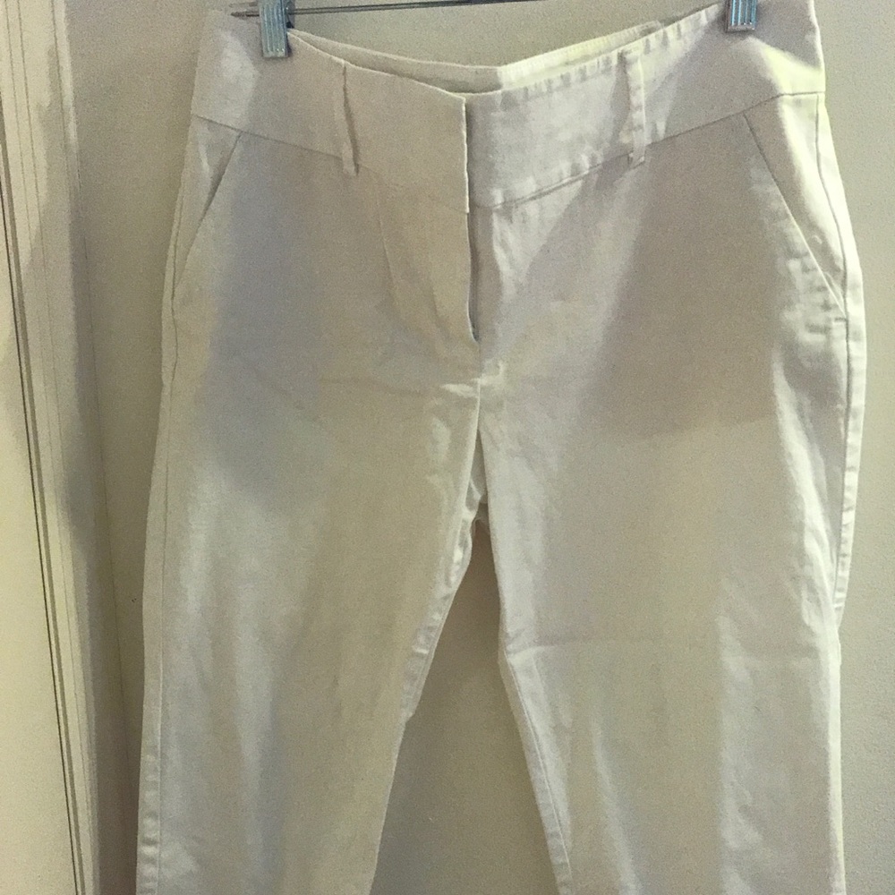 White cotton ankle pants